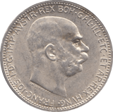 1915 1 CORONA SILVER AUSTRIA - SILVER WORLD COINS - Cambridgeshire Coins