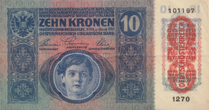 1915 10 KRONE BANKNOTE AUSTRIA REF 526 - World Banknotes - Cambridgeshire Coins