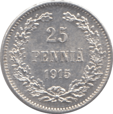 1915 25 PENNIA SILVER RUSSIAN EMPIRE - WORLD SILVER COINS - Cambridgeshire Coins