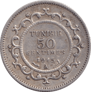 1915 50 CENTIMES TUNISIA - WORLD COINS - Cambridgeshire Coins