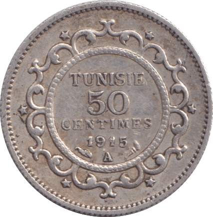 1915 50 CENTIMES TUNISIA - WORLD COINS - Cambridgeshire Coins