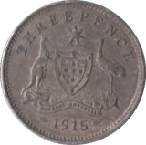 1915 AUSTRALIA SILVER THREEPENCE - SILVER WORLD COINS - Cambridgeshire Coins