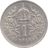 1915 AUSTRIA HUNGARY ONE KORONA 2 - WORLD COINS - Cambridgeshire Coins