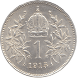 1915 AUSTRIA HUNGARY SILVER ONE KORONA - SILVER WORLD COINS - Cambridgeshire Coins