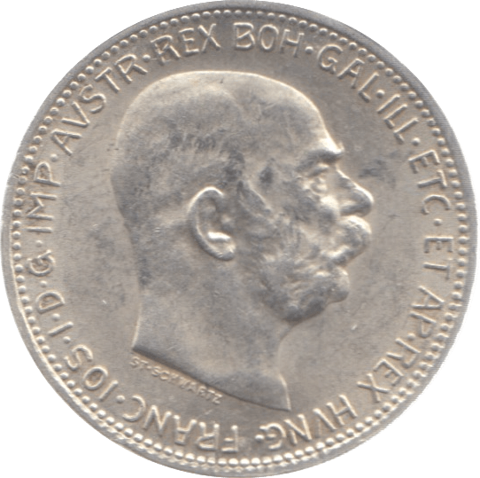 1915 AUSTRIA HUNGARY SILVER ONE KORONA - SILVER WORLD COINS - Cambridgeshire Coins