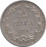 1915 FINLAND 25 PENNIA - WORLD COINS - Cambridgeshire Coins