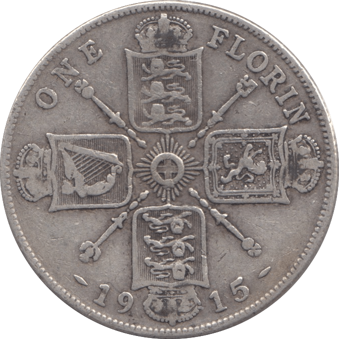 1915 FLORIN ( FINE ) 2 - FLORIN - Cambridgeshire Coins