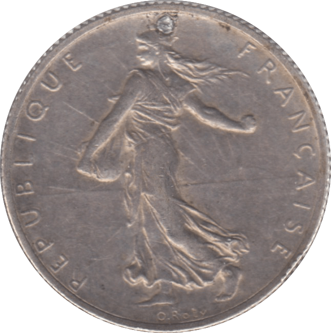 1915 FRANCE SILVER 2 FRANCS HOLED - SILVER WORLD COINS - Cambridgeshire Coins
