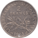1915 FRANCE SILVER 2 FRANCS HOLED - SILVER WORLD COINS - Cambridgeshire Coins