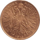 1915 GOLD 100 CORONE AUSTRIA - Gold World Coins - Cambridgeshire Coins