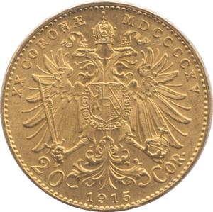 1915 GOLD 20 KORONA AUSTRIA - Gold World Coins - Cambridgeshire Coins