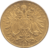 1915 GOLD 20 KORONA AUSTRIA - Gold World Coins - Cambridgeshire Coins