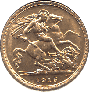 1915 GOLD HALF SOVEREIGN ( UNC ) - Half Sovereign - Cambridgeshire Coins