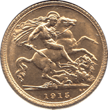 1915 GOLD HALF SOVEREIGN ( UNC ) - Half Sovereign - Cambridgeshire Coins