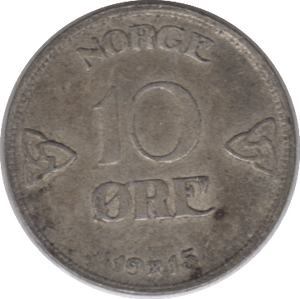 1915 NORWAY SILVER 10 ORE - SILVER WORLD COINS - Cambridgeshire Coins