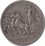 1915 SILVER 2 LIRA ITALY - SILVER WORLD COINS - Cambridgeshire Coins