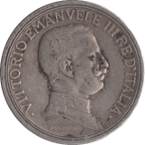 1915 SILVER 2 LIRA ITALY - SILVER WORLD COINS - Cambridgeshire Coins