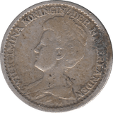 1915 SILVER 25 CENTS NETHERLANDS H108 - SILVER WORLD COINS - Cambridgeshire Coins