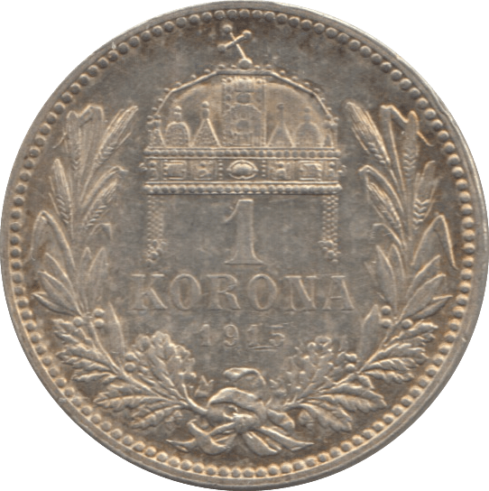 1915 SILVER AUSTROHUNGARIAN ONE KORONA - WORLD SILVER COINS - Cambridgeshire Coins