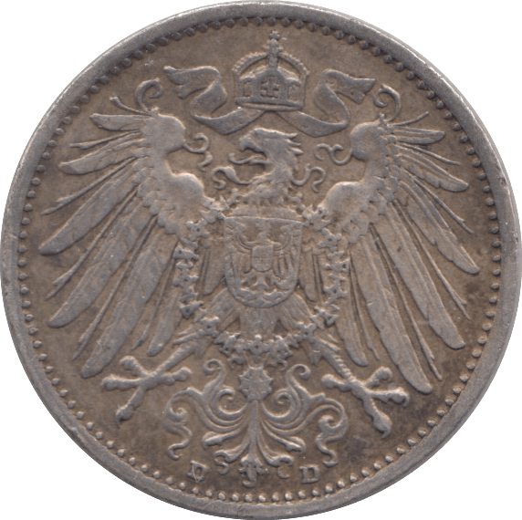 1915 SILVER GERMAN 1 MARK - SILVER WORLD COINS - Cambridgeshire Coins