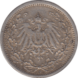 1915 SILVER GERMAN 1/2 MARK - SILVER WORLD COINS - Cambridgeshire Coins