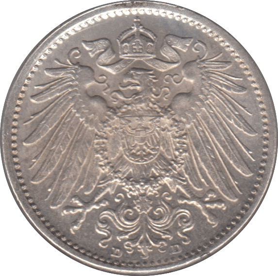 1915 SILVER ONE MARK GERMANY - SILVER WORLD COINS - Cambridgeshire Coins