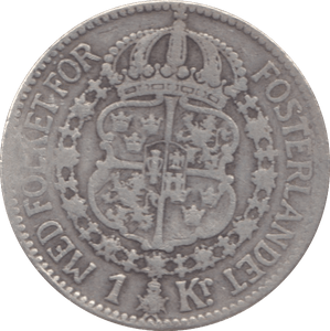 1915 SWEDEN SILVER ONE KRONE - SILVER WORLD COINS - Cambridgeshire Coins