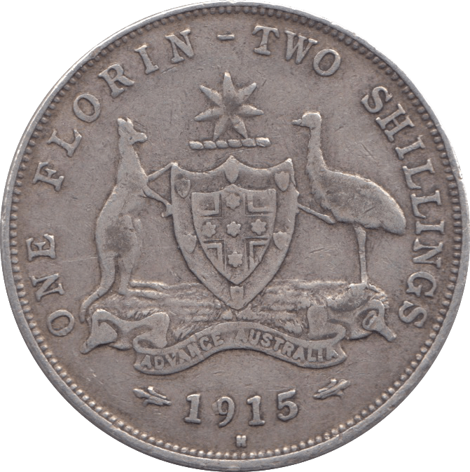 1915H SILVER FLORIN TWO SHILLING AUSTRALIA SILVER - SILVER WORLD COINS - Cambridgeshire Coins