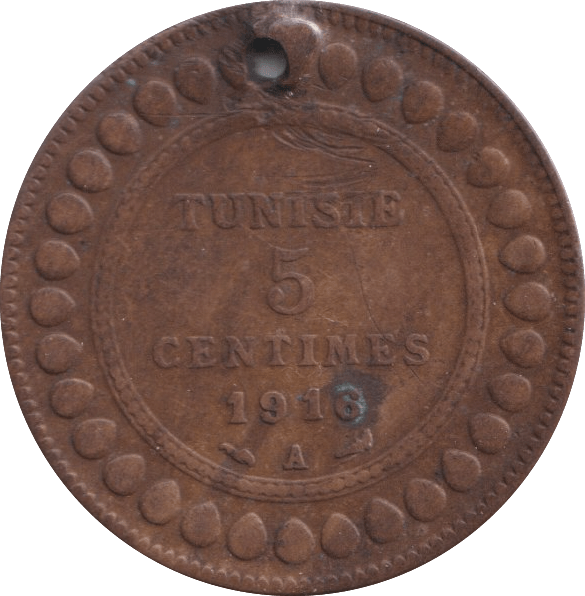 1916 5 CENTIMES TUNISIE - WORLD COINS - Cambridgeshire Coins