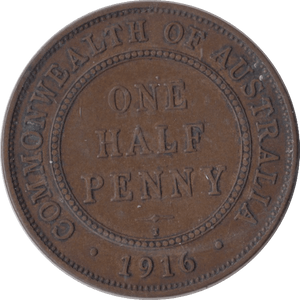 1916 AUSTRALIA HALF PENNY - WORLD COINS - Cambridgeshire Coins