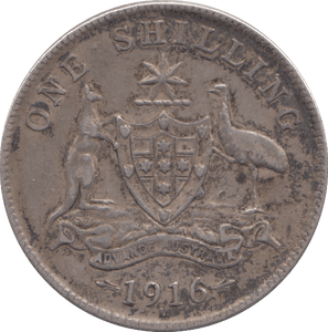 1916 AUSTRALIA SILVER ONE SHILLING - SILVER WORLD COINS - Cambridgeshire Coins