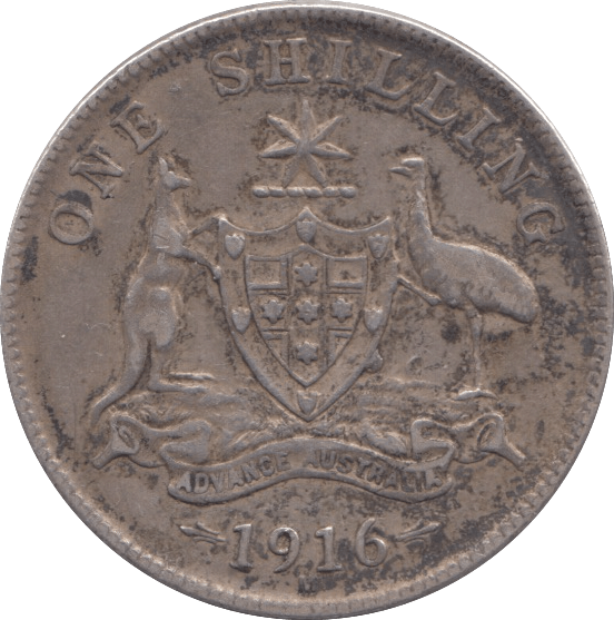 1916 AUSTRALIA SILVER ONE SHILLING - SILVER WORLD COINS - Cambridgeshire Coins
