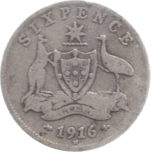 1916 AUSTRALIA SILVER SIXPENCE - SILVER WORLD COINS - Cambridgeshire Coins