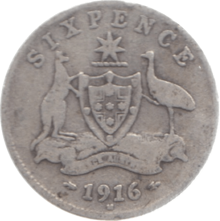 1916 AUSTRALIA SILVER SIXPENCE - SILVER WORLD COINS - Cambridgeshire Coins