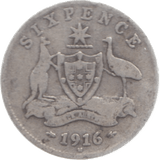 1916 AUSTRALIA SILVER SIXPENCE - SILVER WORLD COINS - Cambridgeshire Coins