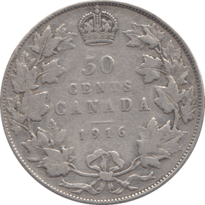 1916 CANADA SILVER 50 CENTS - WORLD SILVER COINS - Cambridgeshire Coins