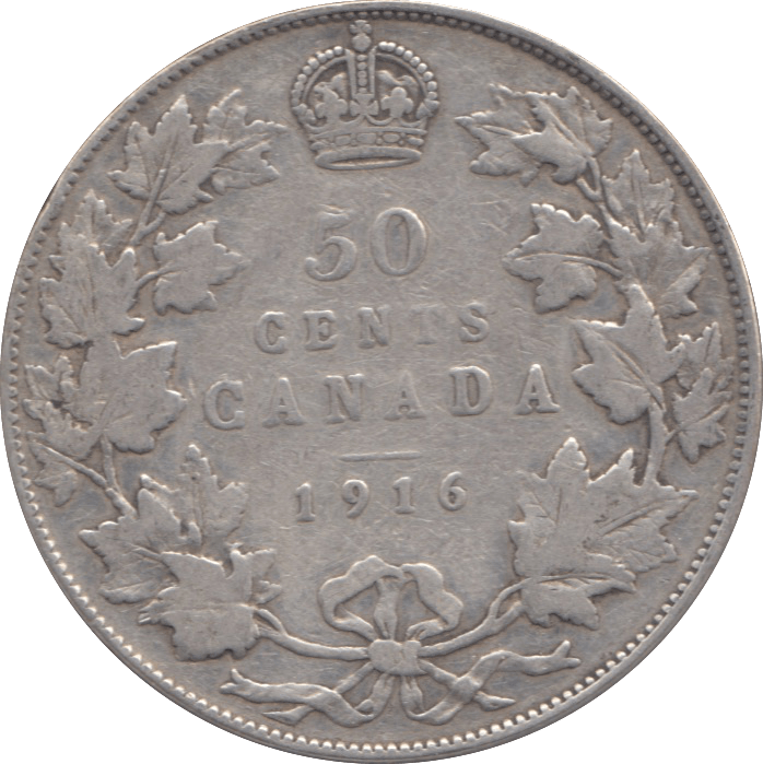 1916 CANADA SILVER 50 CENTS - WORLD SILVER COINS - Cambridgeshire Coins