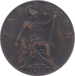 1916 FARTHING ( GVF ) 2 - Farthing - Cambridgeshire Coins