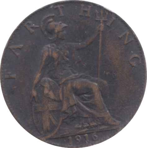 1916 FARTHING ( GVF ) 3 - Farthing - Cambridgeshire Coins