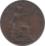 1916 FARTHING ( GVF ) 5 - Farthing - Cambridgeshire Coins