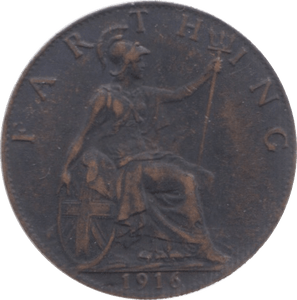 1916 FARTHING ( VF ) 4 - Farthing - Cambridgeshire Coins