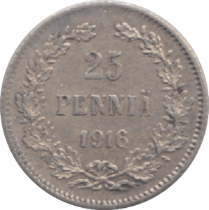 1916 FINLAND 25 PENNIA - WORLD COINS - Cambridgeshire Coins