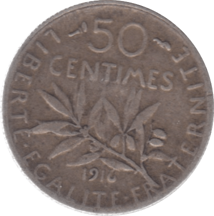 1916 FRANCE 50 CENTIMES - WORLD COINS - Cambridgeshire Coins