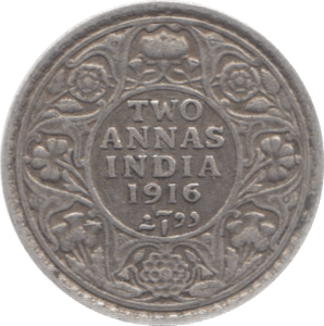 1916 INDIA SILVER 2 ANNAS 3 - WORLD COINS - Cambridgeshire Coins