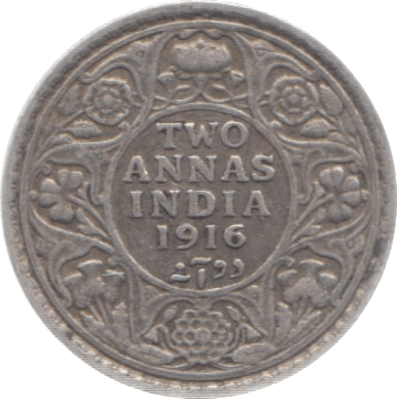 1916 INDIA SILVER 2 ANNAS 3 - WORLD COINS - Cambridgeshire Coins