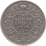 1916 INDIA SILVER 2 ANNAS 3 - WORLD COINS - Cambridgeshire Coins