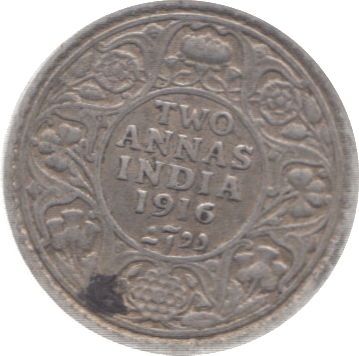 1916 INDIA SILVER 2 ANNAS - WORLD COINS - Cambridgeshire Coins