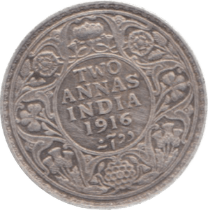 1916 INDIA SILVER 2 ANNAS - WORLD COINS - Cambridgeshire Coins