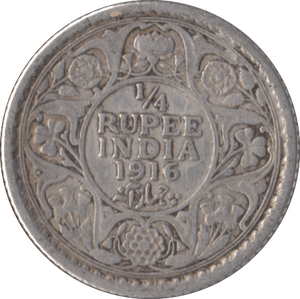 1916 SILVER 1/4 RUPEE INDIA - SILVER WORLD COINS - Cambridgeshire Coins