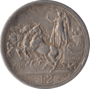 1916 SILVER 2 LIRA ITALY - SILVER WORLD COINS - Cambridgeshire Coins
